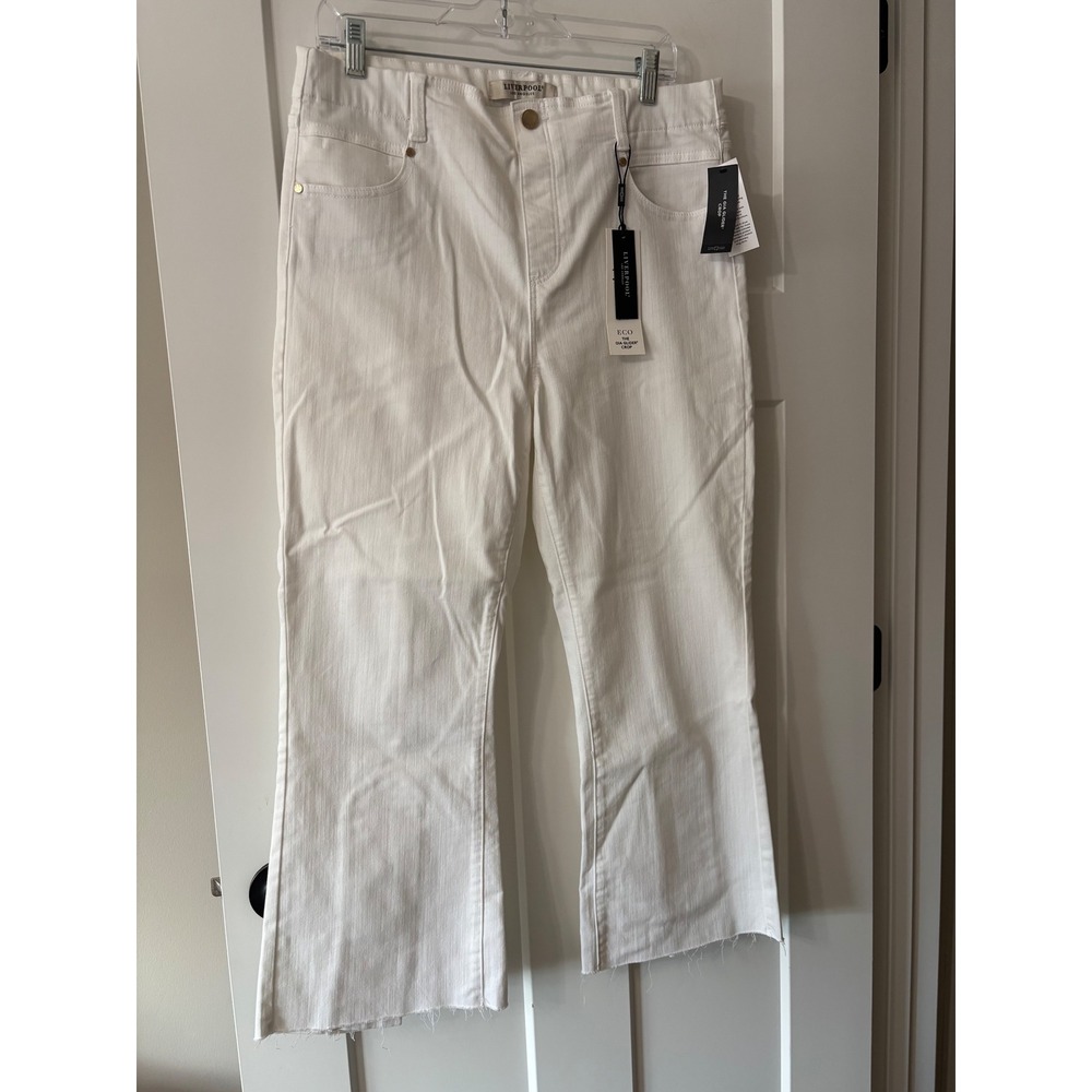 Liverpool Gia Glider White Cropped Wide Leg Sailor Button‎ Pants Womens Size 12